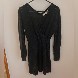 Loft V-Neck Speckled Sweater Dress